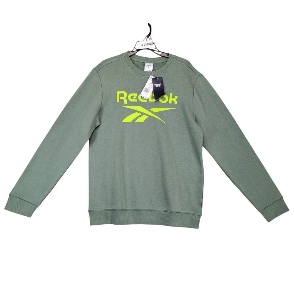 NWT Reebok Big Logo Harmony Green Crewneck Sweatshirt Mens M Casual Streetwear